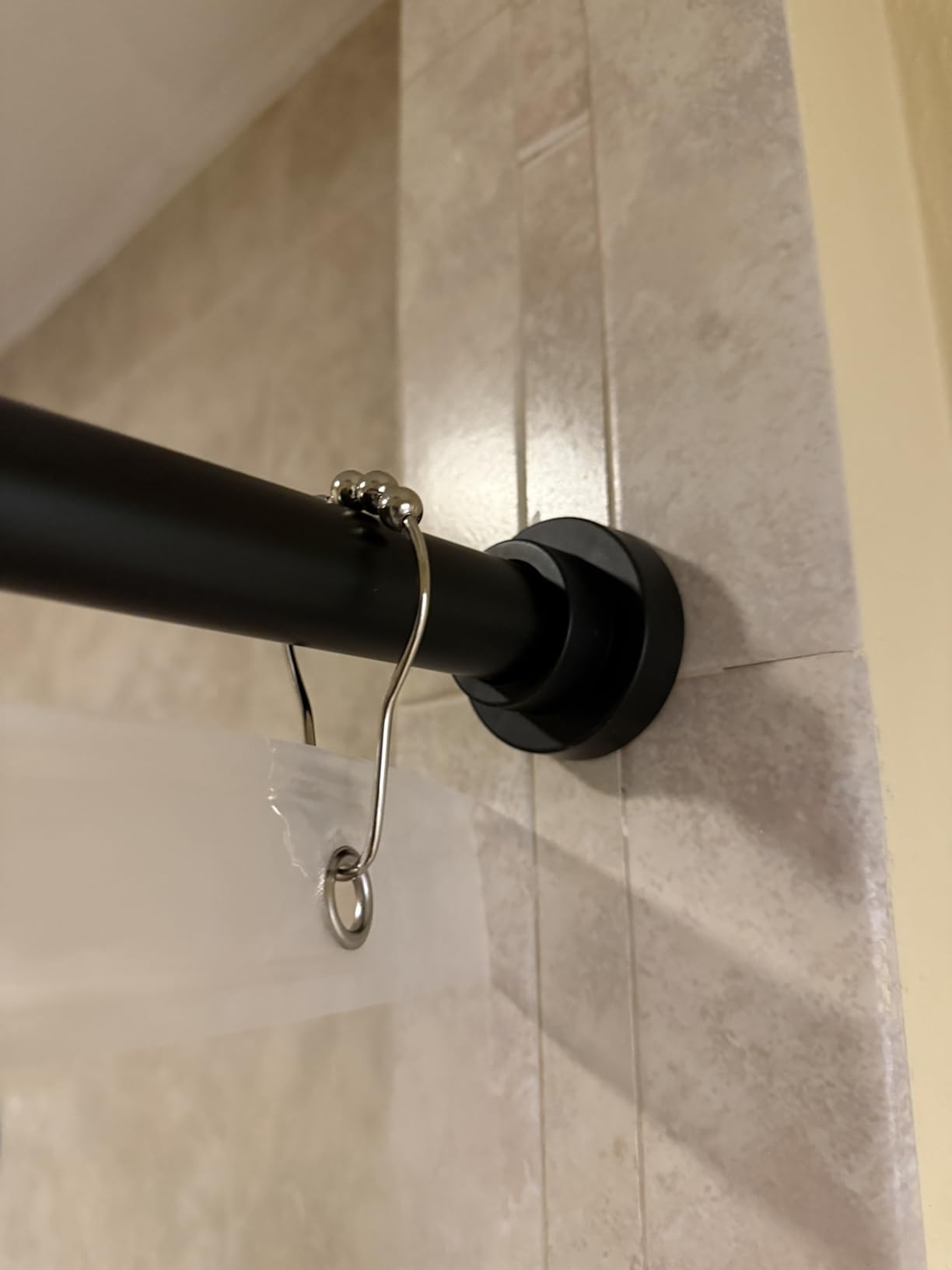 Adjustable Shower Curtain Rod 43-78 Inch, 1" Diameter Spring Tension Rod, No Drill Anti-Rust Non-Slip Bathroom Shower Curtain Rod, Black