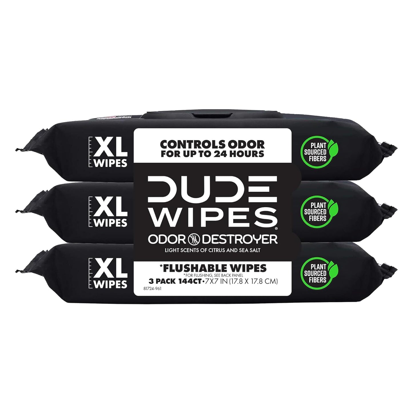 DUDE Wipes - Flushable Wipes - 3 Pack, 144 Count XL