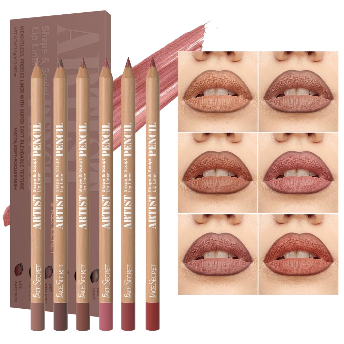 6-Piece Nude Lip Liner Makeup Set