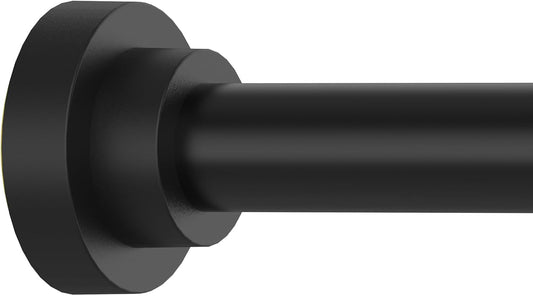 Adjustable Shower Curtain Rod 43-78 Inch, 1" Diameter Spring Tension Rod, No Drill Anti-Rust Non-Slip Bathroom Shower Curtain Rod, Black