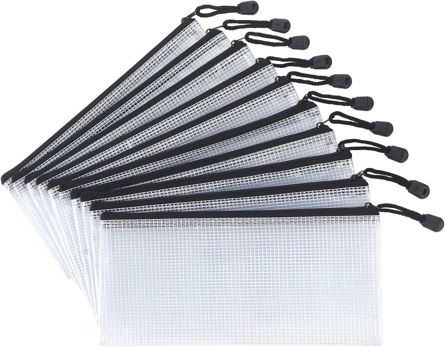 10 Pack Small Mesh Zipper Pouch Waterproof Zipper Bags Organizer Pencil Pouches A6 Size for Classroom School Office Supplies