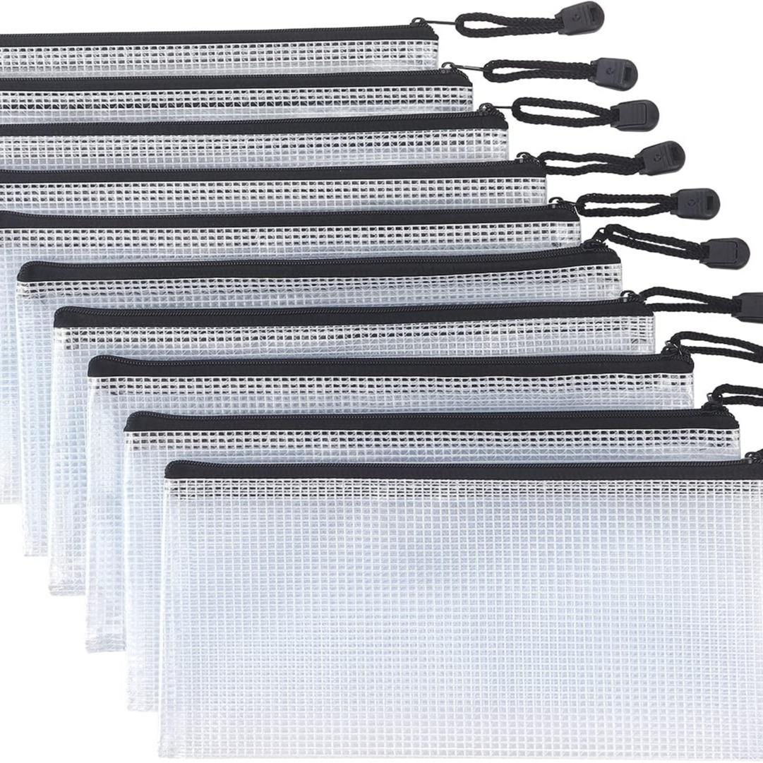 10 Pack Small Mesh Zipper Pouch Waterproof Zipper Bags Organizer Pencil Pouches A6 Size for Classroom School Office Supplies