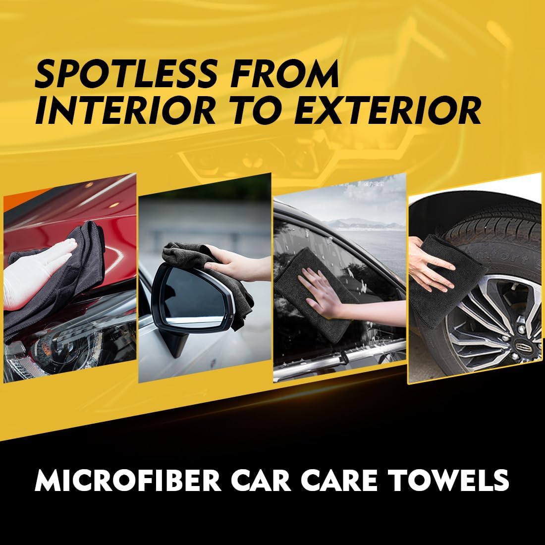 Black Microfiber Cleaning Cloth 12 Pack 12.5 x 12.5 inch Ultra Absorbent Car Washing Towels Lint Free Streak Free Cleaning Rags for Car Kitchen Window