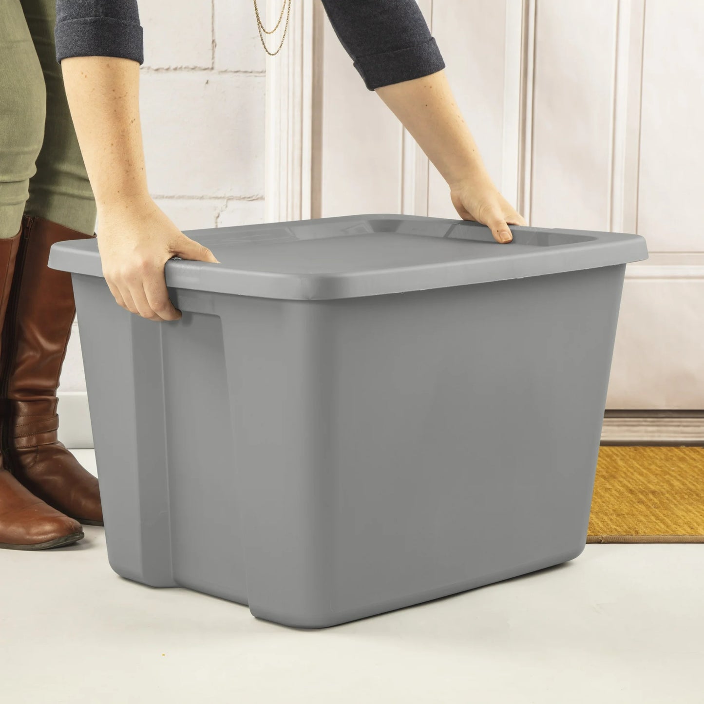 Sterilite 18 Gallon Tote, Plastic Storage Bin with Snap-on Lid