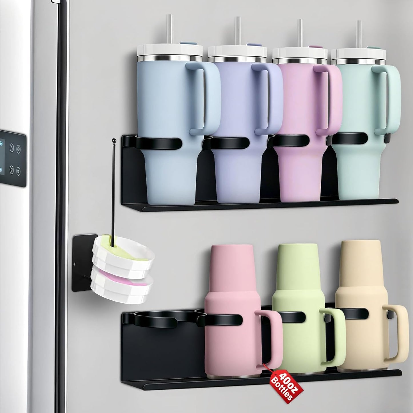 Magnetic Water Bottle & Cup Organizer for Refrigerator