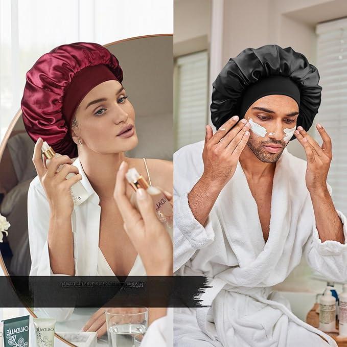 Satin Bonnet Sleep Cap – Double Layer Hair Wrap for Curly Hair, Braids & Protective Styles