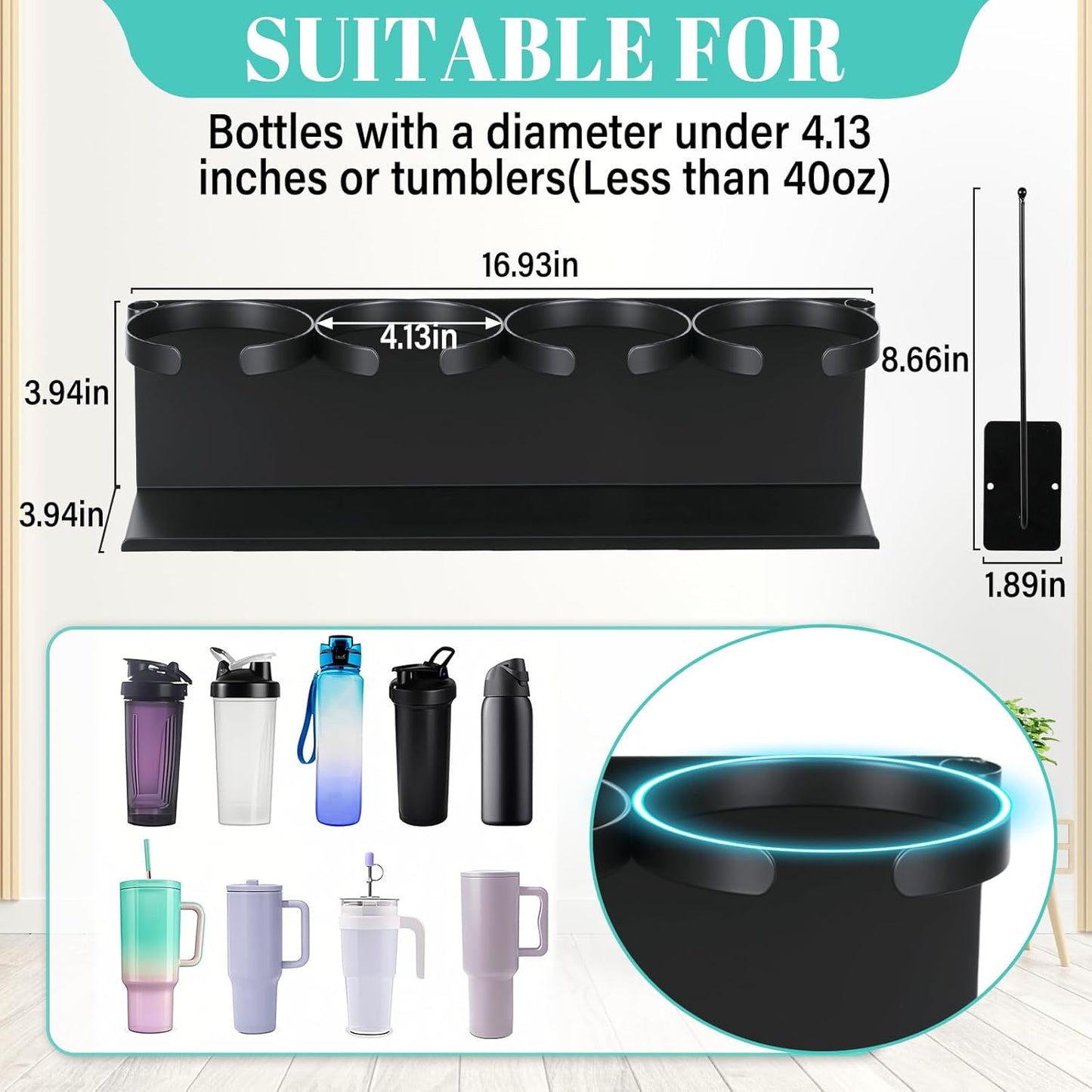 Magnetic Water Bottle & Cup Organizer for Refrigerator