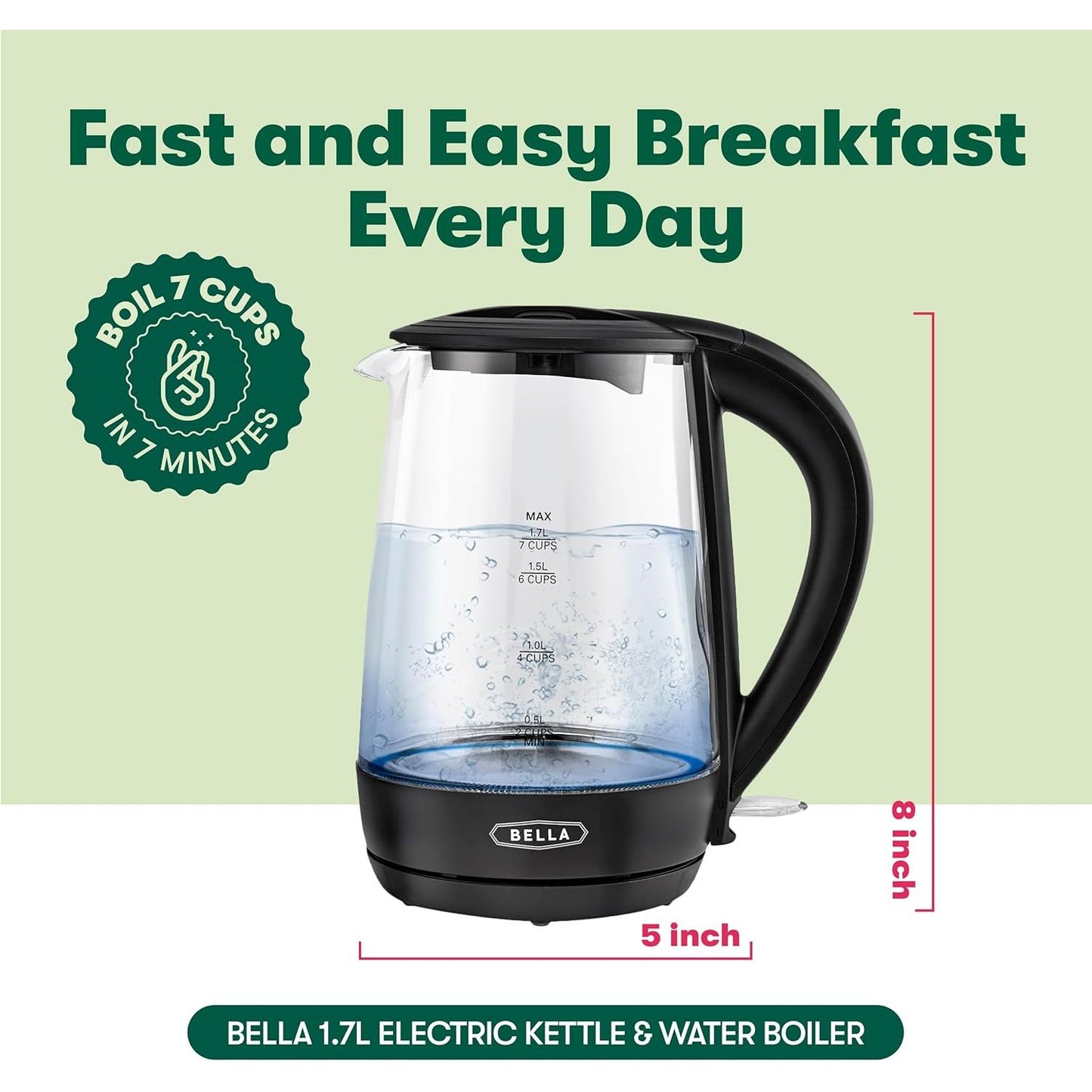 Bella 1.7L Glass Electric Kettle