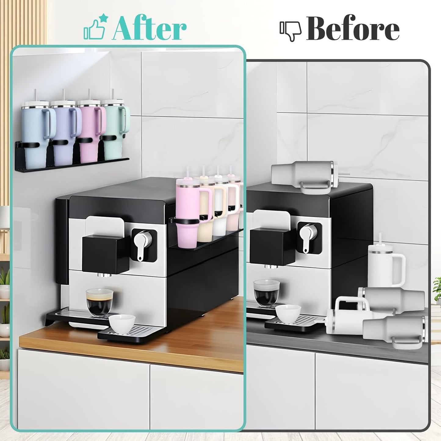 Magnetic Water Bottle & Cup Organizer for Refrigerator