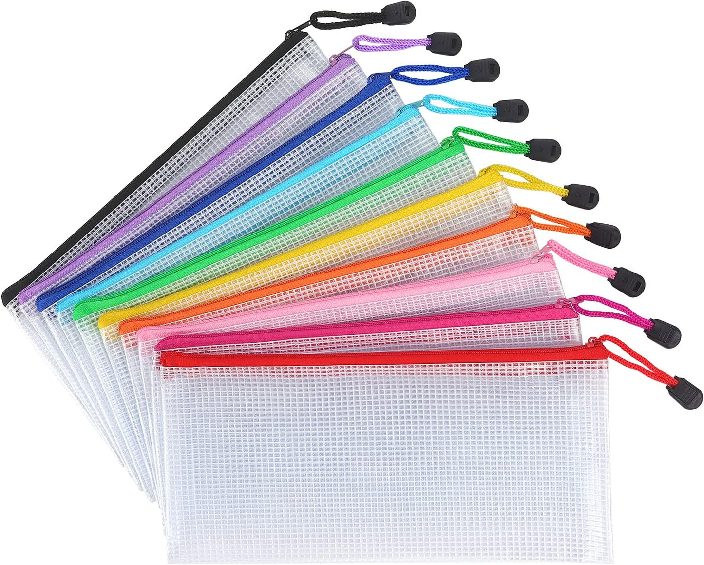 10 Pack Small Mesh Zipper Pouch Waterproof Zipper Bags Organizer Pencil Pouches A6 Size for Classroom School Office Supplies