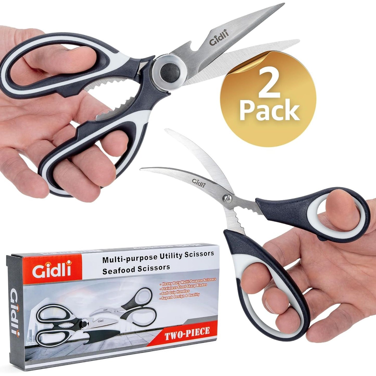 Gidli Kitchen Shears Set - Heavy Duty Stainless Steel Scissors