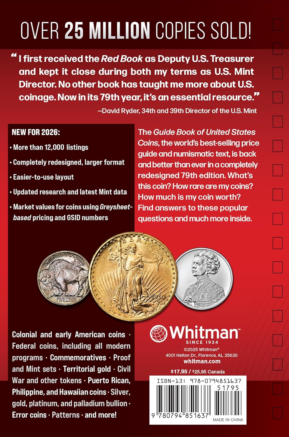 The 2026 Official Red Book® – Guide to United States Coins (79th Edition)- Spiral bound