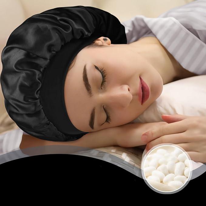 Satin Bonnet Sleep Cap – Double Layer Hair Wrap for Curly Hair, Braids & Protective Styles
