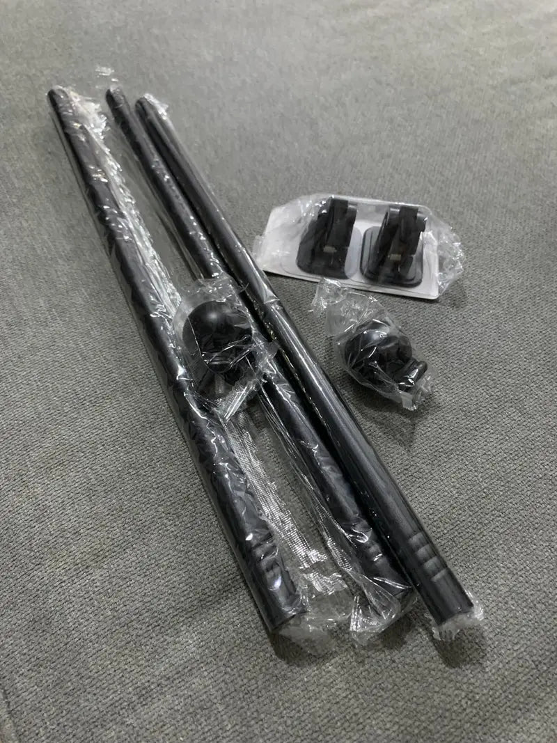 Adjustable Curtain Rods, 30-45 Inch 5/8 Inch Diameter Heavy Duty Drape Pole, No-Drill Adhesive Curtain Rod Holders, Window Mounted Renter-Friendly Black Brackets