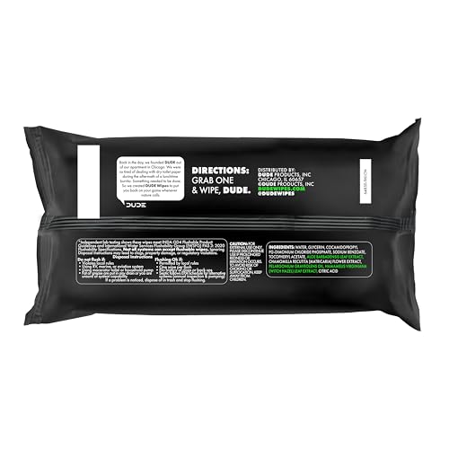 DUDE Wipes Herbal Relief Adult Flushable Wet Wipes, Witch Hazel, 288 Count | Soothing relief. 99% water, extra large flushable butt wipes. Geranium oil, vitamin E and aloe. Septic safe. 6 packs of 48.