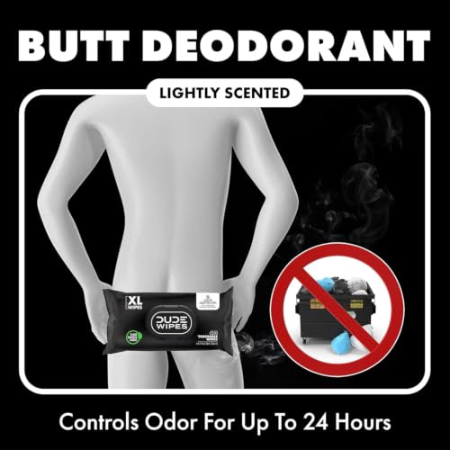 DUDE Wipes Odor Destroyer Adult Flushable Wet Wipes, Deodorizing, 288 Count | Controls odor for up to 24 hours. 99% water, extra large flushable butt wipes. Lightly scented. Septic safe. 6 packs of 48.