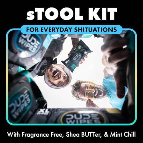 DUDE Wipes Flushable Wipes Variety Stool Kit Gift Set for Him - 9 Packs, 432 Total - Mint Chill, Shea Butter & Unscented - Sewer & Septic Safe