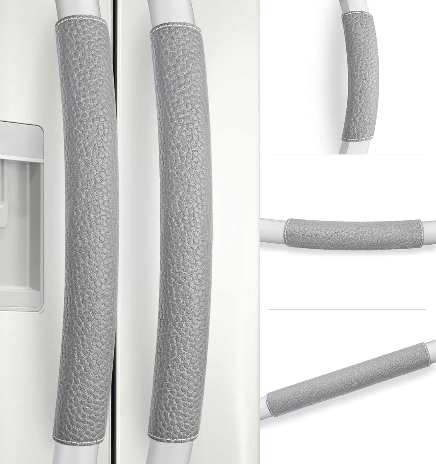 Refrigerator Door Handle Covers, Set of 5, Adjustable Handle Covers, Microwave Oven Stove Dishwasher Handle Protector, Non Slip Fridge Handle Cover - (Gray)