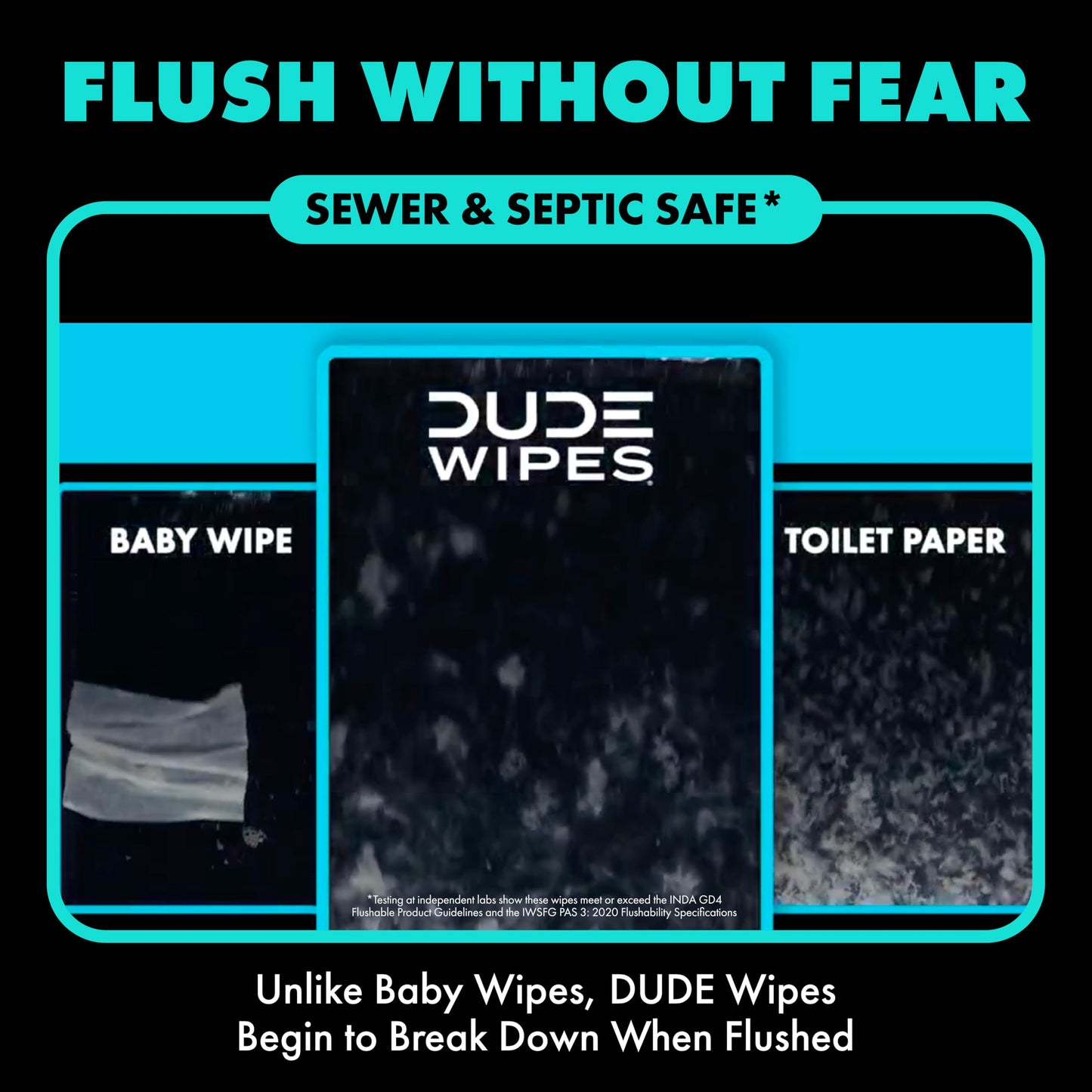 DUDE Wipes Mint Chill Adult Flushable Travel Wipes, Camping, 108 Count | 6 travel packs of 18 extra large flushable butt wipes. Road trip essentials. 99% water with tea tree oil. Septic safe.