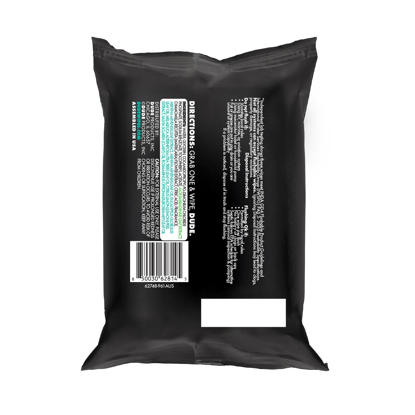 DUDE Wipes Mint Chill Adult Flushable Travel Wipes, Camping, 108 Count | 6 travel packs of 18 extra large flushable butt wipes. Road trip essentials. 99% water with tea tree oil. Septic safe.