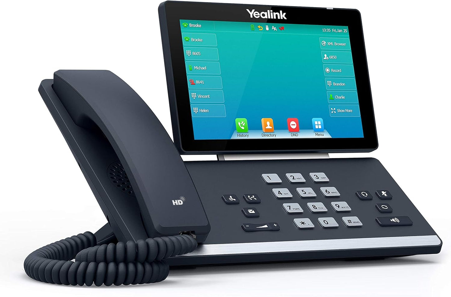 Yealink T57W IP Phone, 16 VoIP Accounts. 7-Inch Adjustable Color Touch Screen. USB 2.0, 802.11ac Wi-Fi, Dual-Port Gigabit Ethernet, 802.3af PoE