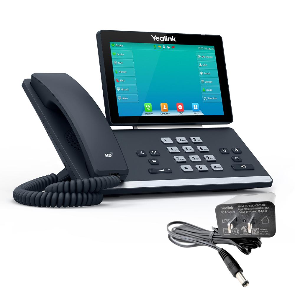 Yealink T57W IP Phone, 16 VoIP Accounts. 7-Inch Adjustable Color Touch Screen. USB 2.0, 802.11ac Wi-Fi, Dual-Port Gigabit Ethernet, 802.3af PoE