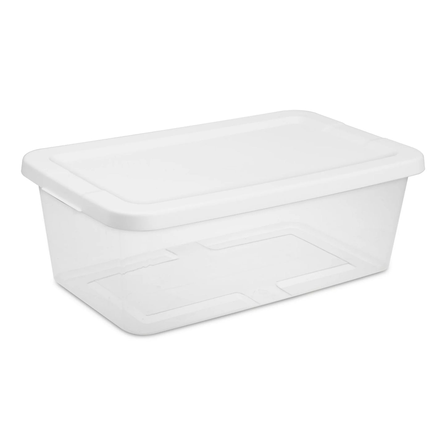 Sterilite Set of (10) Small Storage Bin, 6 Quart Clear Plastic Storage Container with Snap-On Lid, White/Green