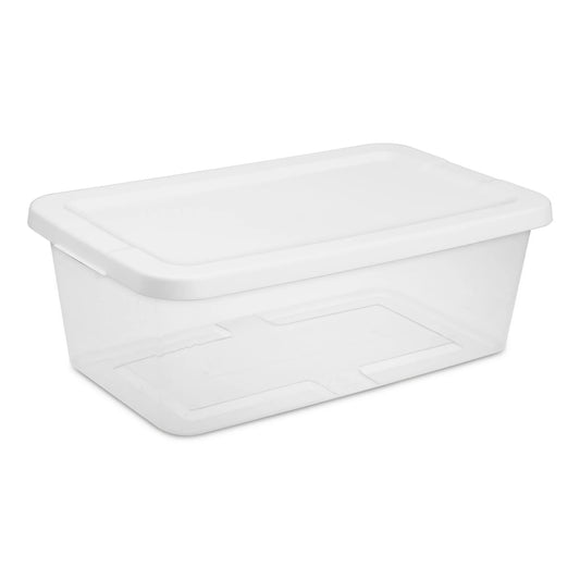 Sterilite Set pack of 2 set of (10) 6 Quart Small Storage Boxes with snap on white lid
