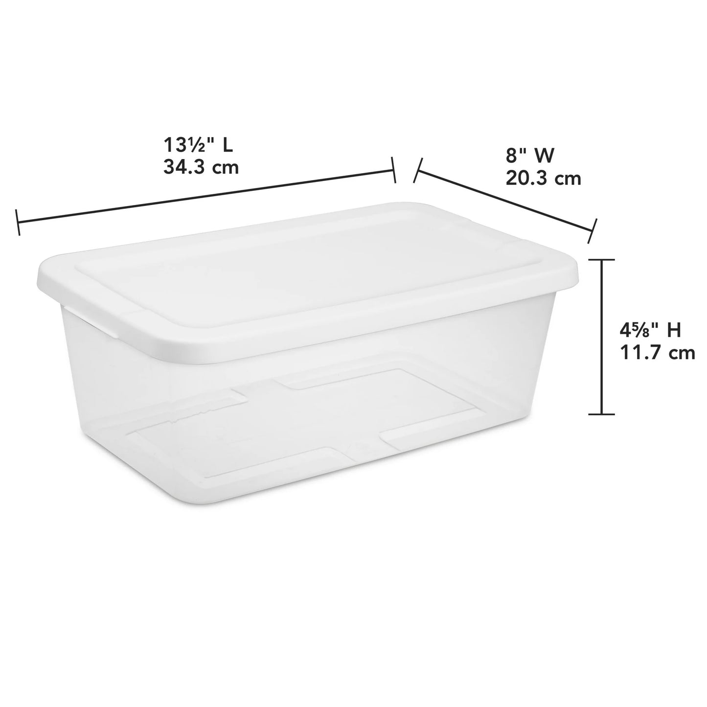 Sterilite Set of (10) Small Storage Bin, 6 Quart Clear Plastic Storage Container with Snap-On Lid, White/Green