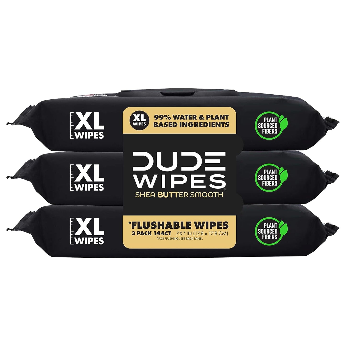 DUDE Wipes - Flushable Wipes - 3 Pack, 144 Count XL
