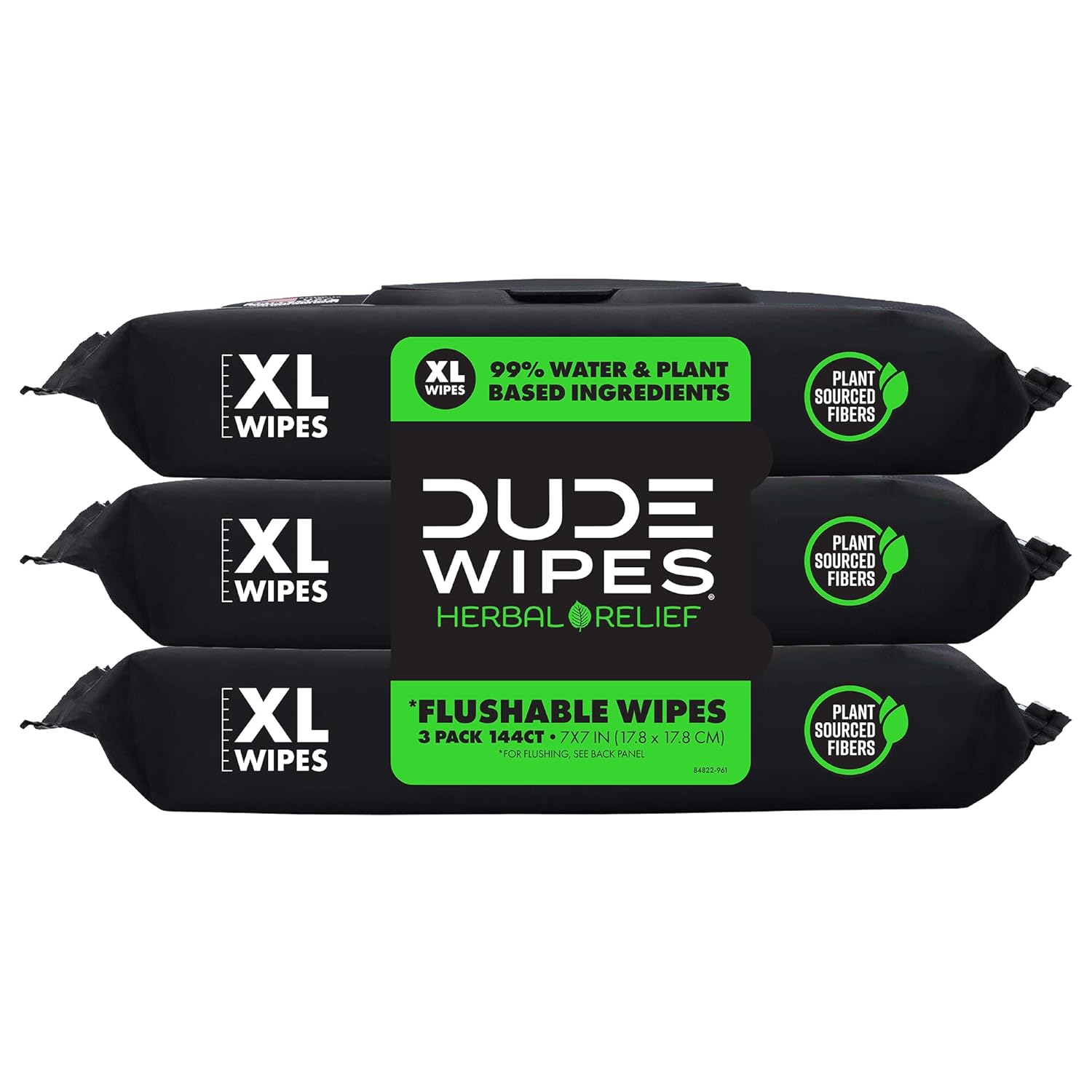 DUDE Wipes flushable extra-large wipes 3 pack 144 count plant-based fibers septic-safe