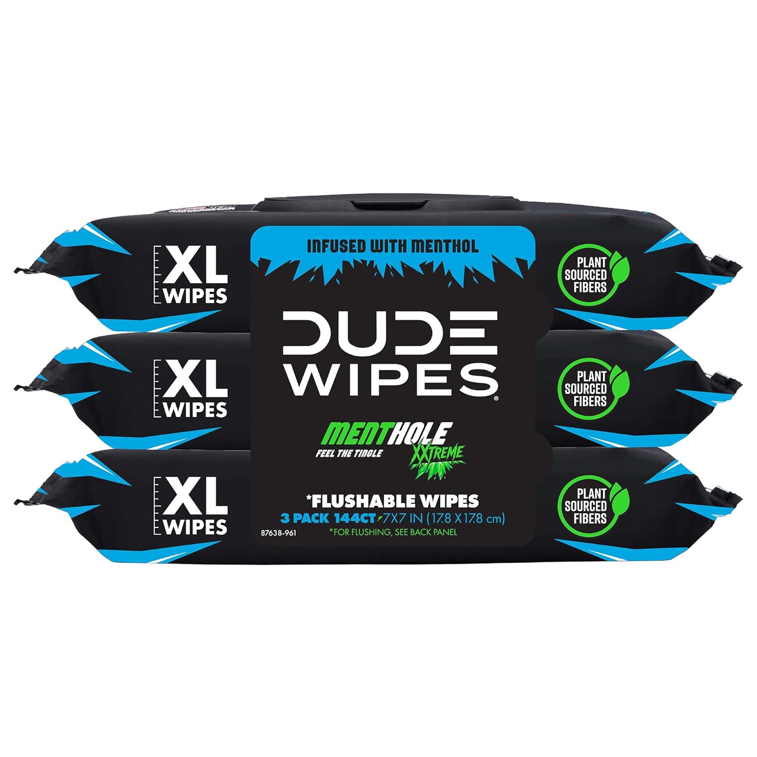 DUDE Wipes flushable wipes 3 pack 144 count XL plastic-free plant fibers flushable and septic-safe