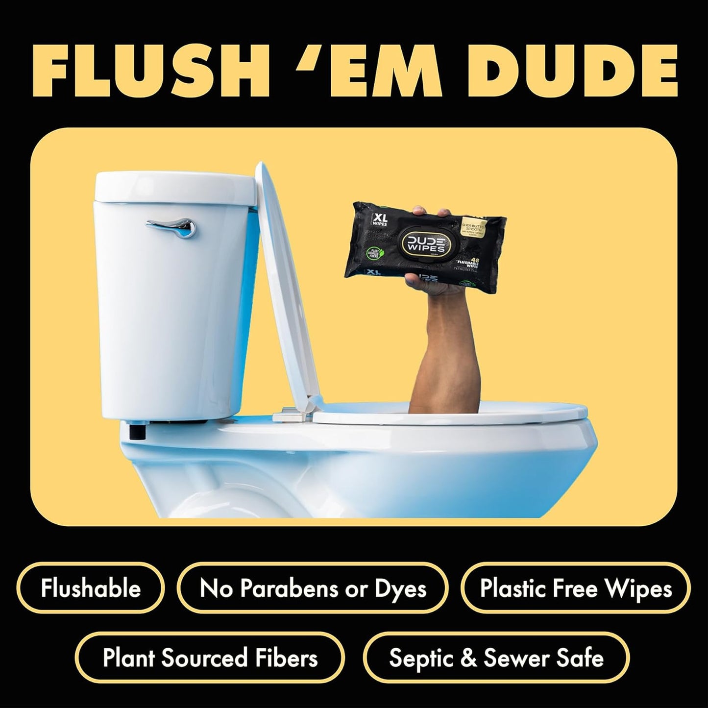 DUDE Wipes - Flushable Wipes - 3 Pack, 144 Count XL
