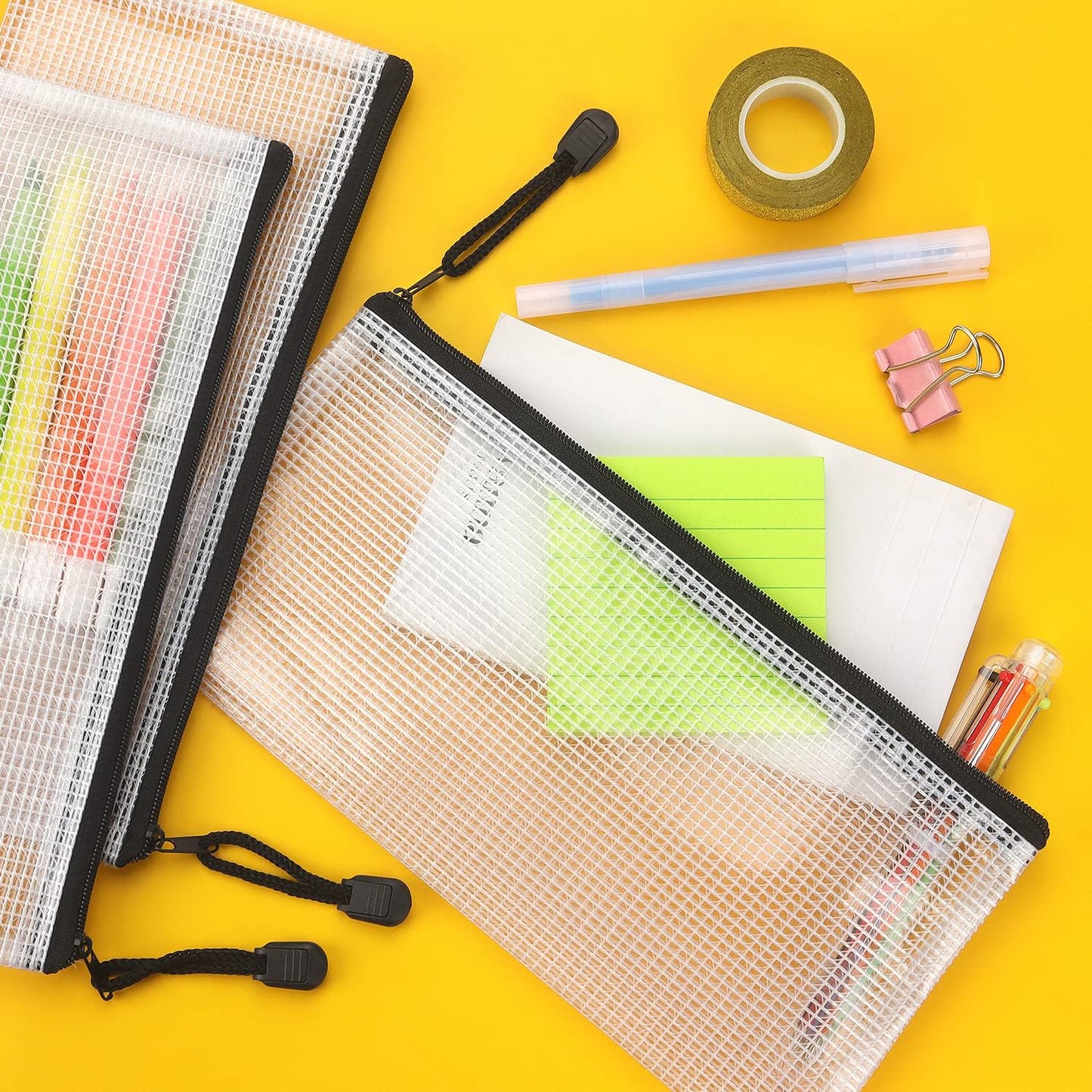 10 Pack Small Mesh Zipper Pouch Waterproof Zipper Bags Organizer Pencil Pouches A6 Size for Classroom School Office Supplies