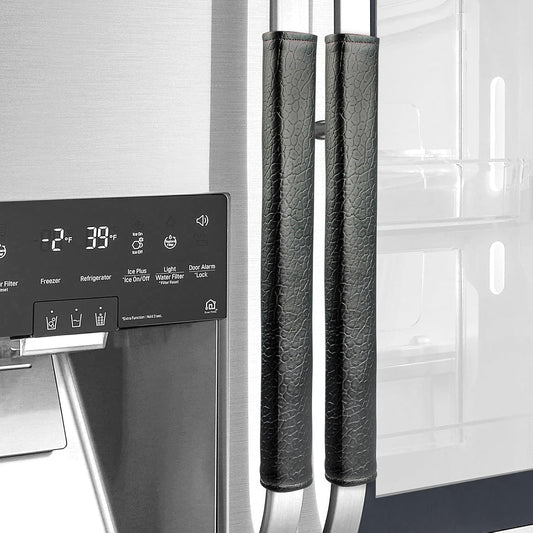 2pcs Refrigerator Door Handle Covers,Waterproof & Oilproof, Handle Protector for Oven, Stove, Dishwasher (Black, 15.74" x 4“)