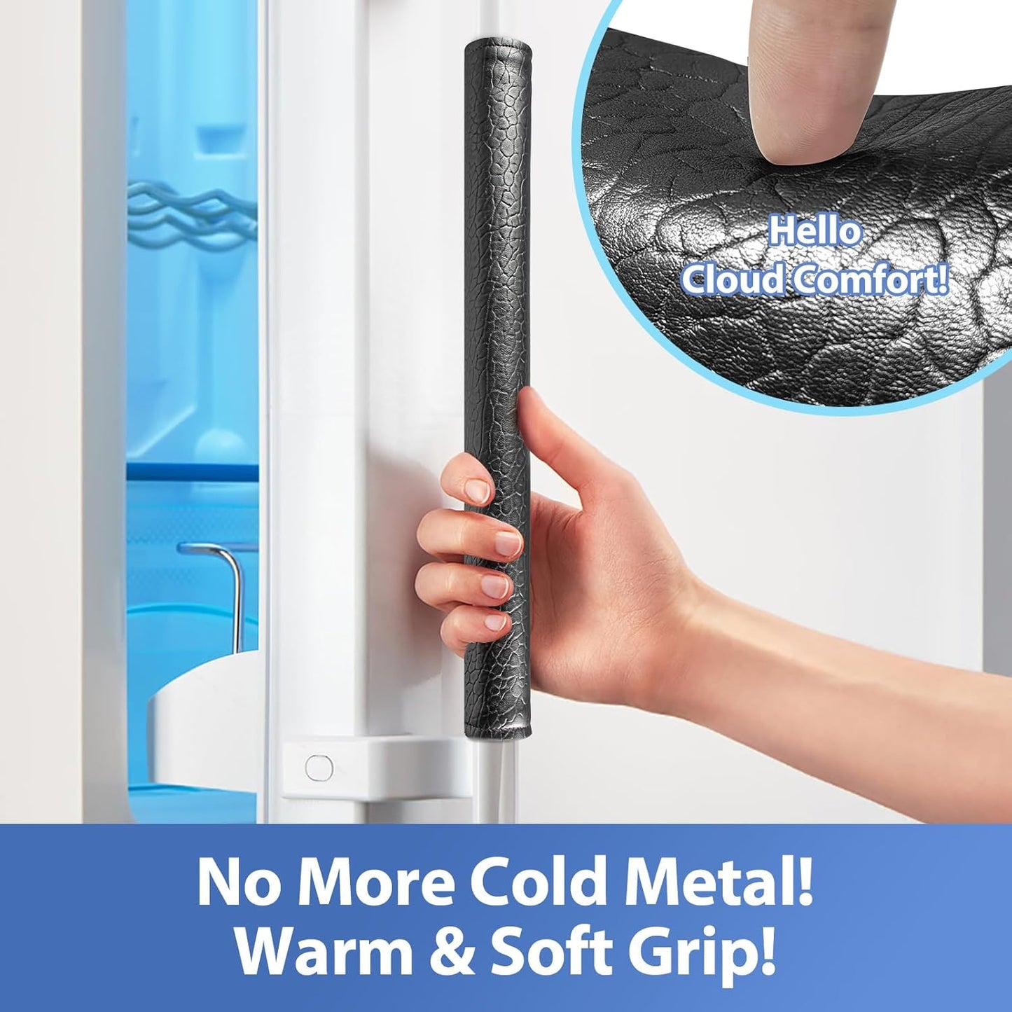 2pcs Refrigerator Door Handle Covers,Waterproof & Oilproof, Handle Protector for Oven, Stove, Dishwasher (Black, 15.74" x 4“)