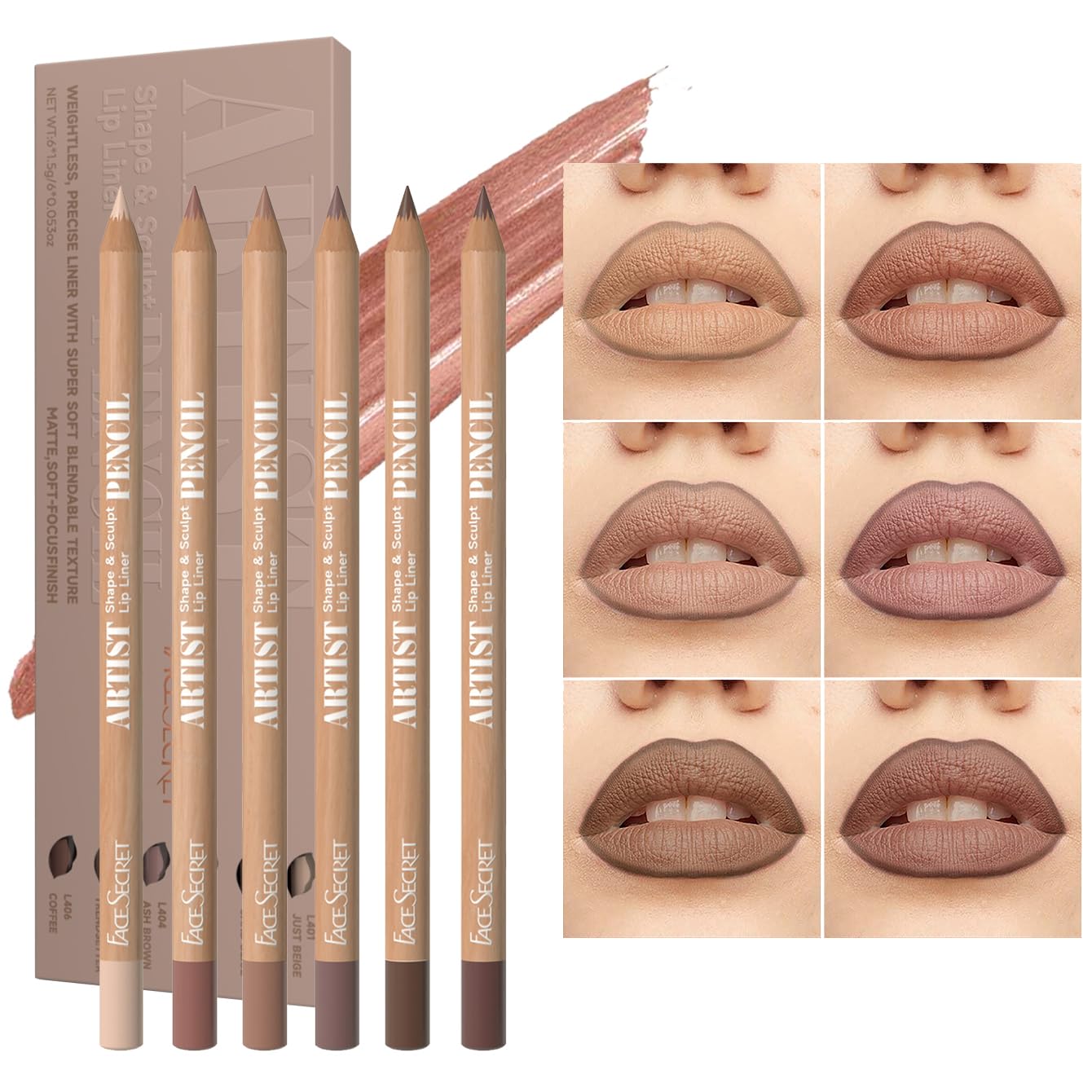 6-Piece Nude Lip Liner Makeup Set