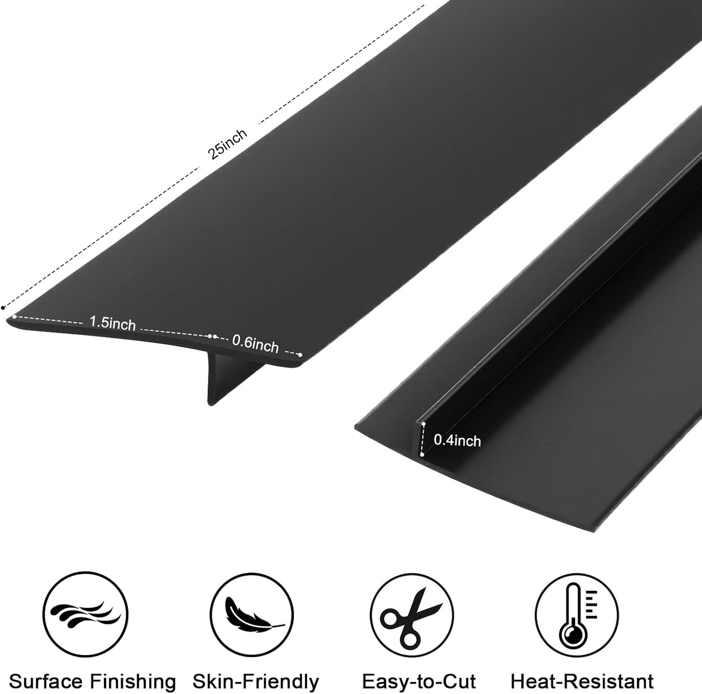 Premium 2 Pack Silicone Stove Gap Covers, Heat Resistant Oven Gap Filler Seals Gaps Between Stovetop and Counter Easy to Clean - 25 Inches