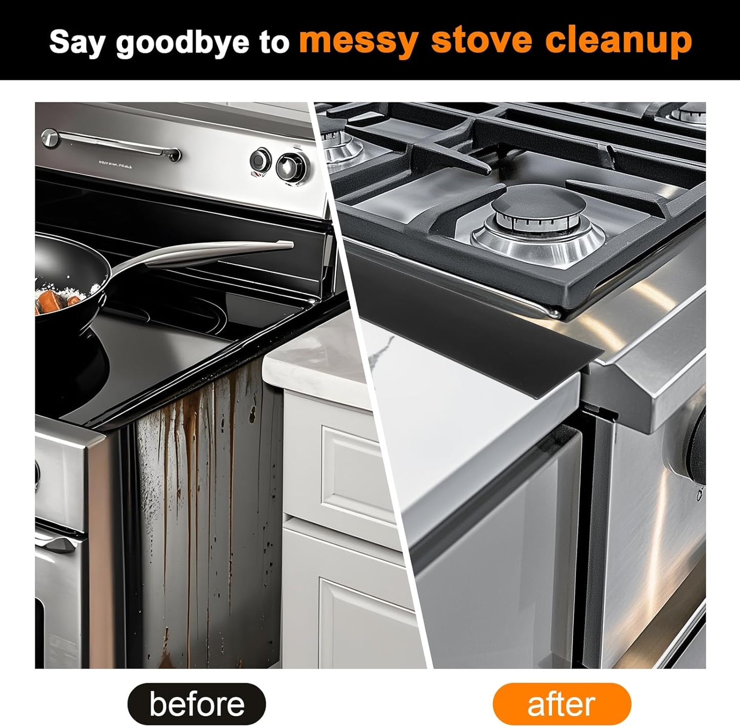 Premium 2 Pack Silicone Stove Gap Covers, Heat Resistant Oven Gap Filler Seals Gaps Between Stovetop and Counter Easy to Clean - 25 Inches