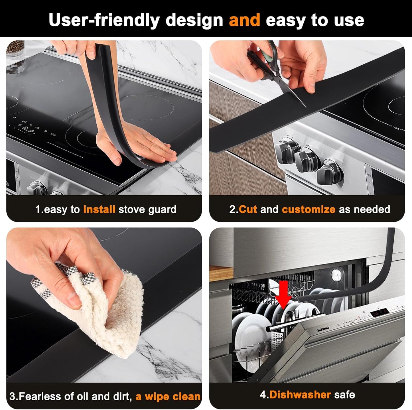 Premium 2 Pack Silicone Stove Gap Covers, Heat Resistant Oven Gap Filler Seals Gaps Between Stovetop and Counter Easy to Clean - 25 Inches