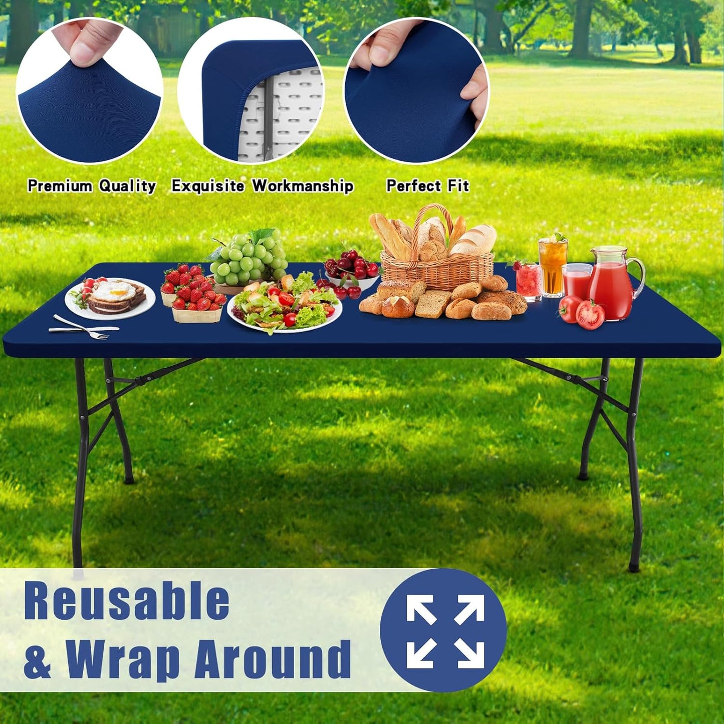 6FT Spandex Rectangle Tablecloth (30"x72")