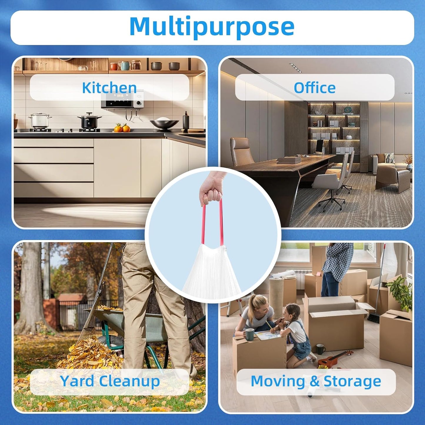 13.2 Gallon Tall Kitchen Drawstring Trash Bags